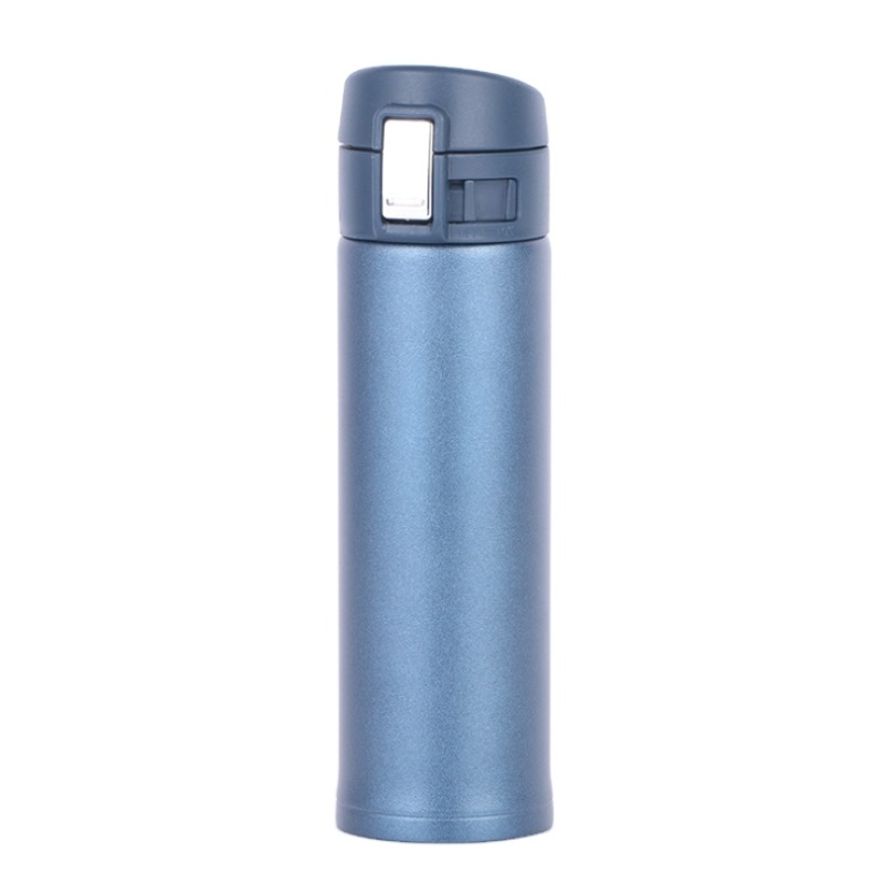 popular custom stainless steel straight flask double wall vacuum bottle large capacity sport water  thermos with button lid