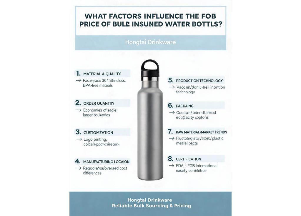 What factors influence the FOB price of bulk orders for insulated water bottles?