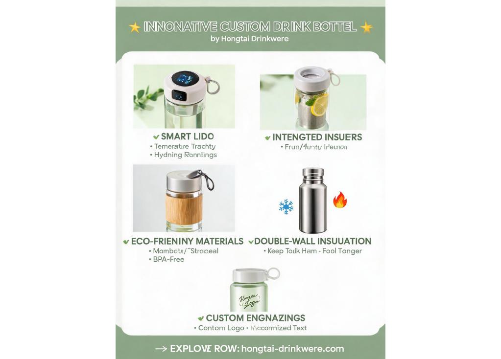What innovative features (e.g., smart lids, integrated infusers) are becoming popular in custom drink bottle development?