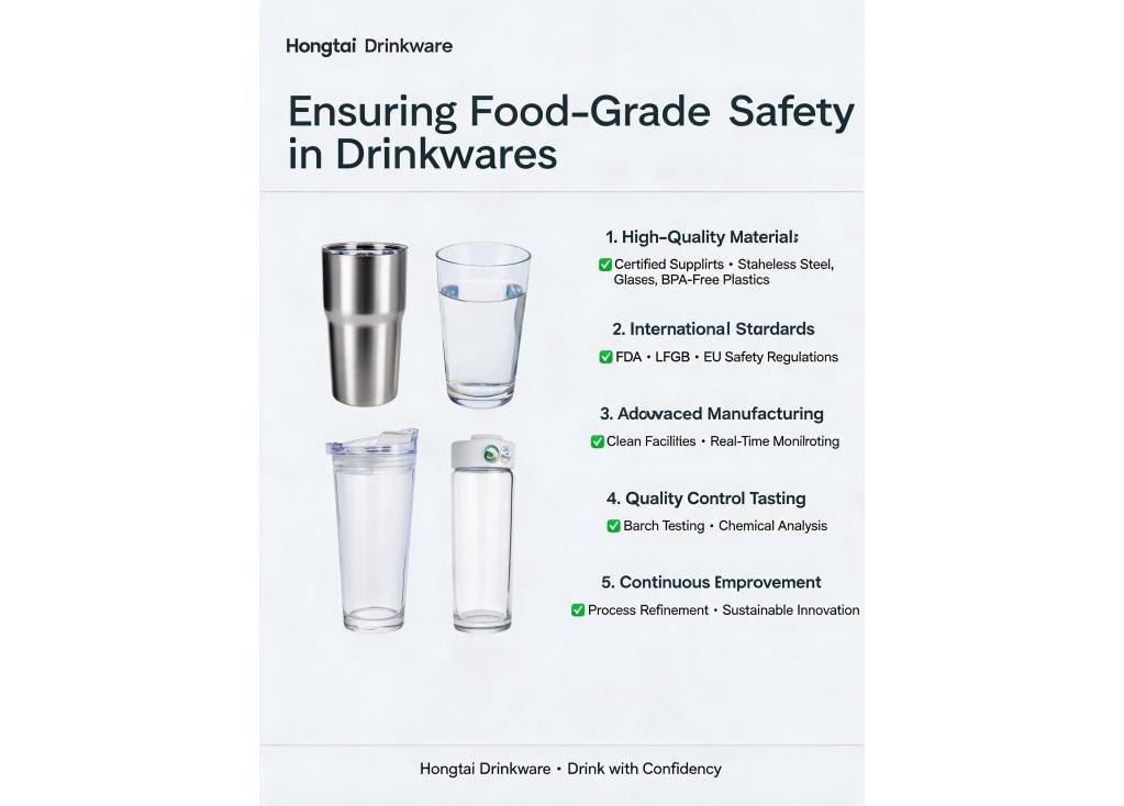 How do you handle material sourcing to guarantee food-grade safety for all drinkware products?