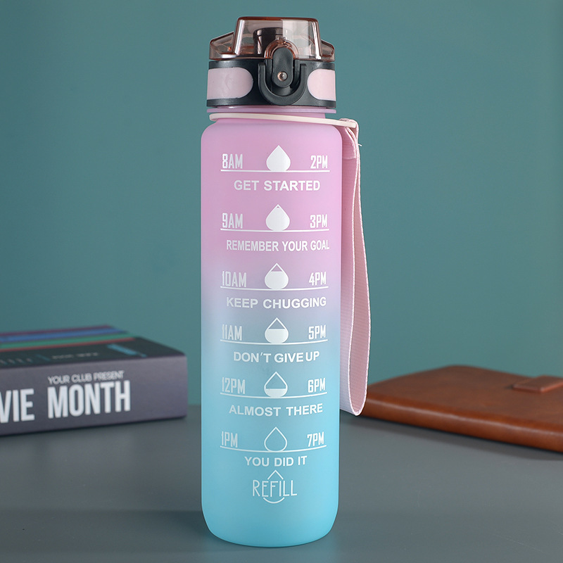 New Trend 32oz/1000ml Bpa Free Plastic Bottle With Custom Logo Motivational Tritan 1l Sports Water Bottle With Time Marker
