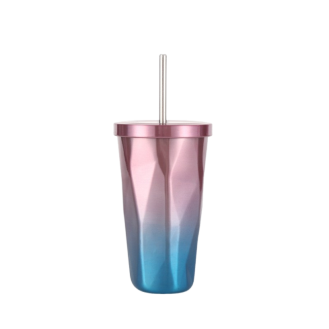 10% Off Double Wall 16oz Tumbler Stainless Steel Thermo Vacuum Coffee Mug With Straw