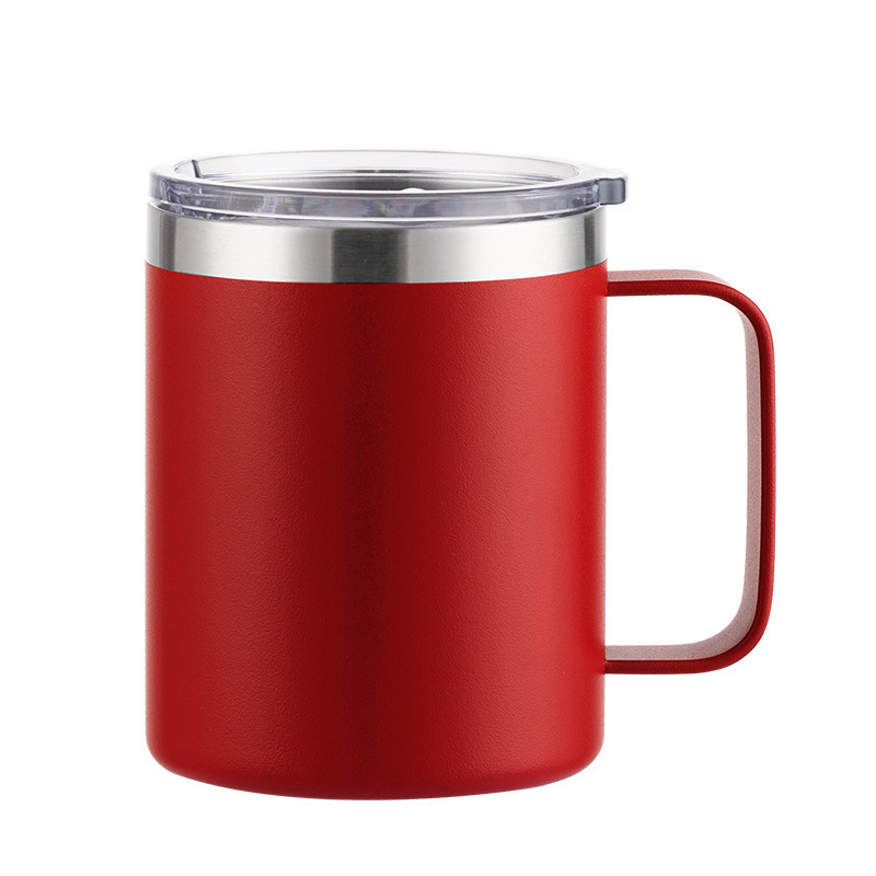 Hot Selling 12oz Sublimation Blanks Double Wall Insulated Beer Coffee Mug With Handle And Glass Lid