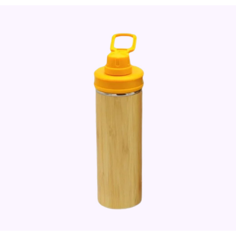 BPA Free Stainless Steel Triple Wall Vacuum Flask Insulated With Bamboo Sleeve With Flip Lid Water Bottle