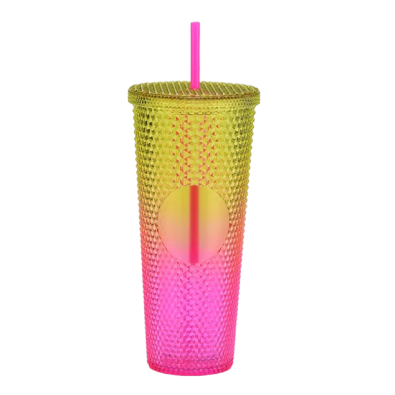 Plastic Coffee Cup Party Reusable Plastic Tumbler Multi Colors Custom Logo Gradient Plastic Diamond Studded Cup Tumbler