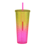 Plastic Coffee Cup Party Reusable Plastic Tumbler Multi Colors Custom Logo Gradient Plastic Diamond Studded Cup Tumbler