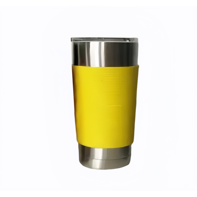 Custom 20 oz double stainless steel vacuum insulated travel tumbler with silicone sleeve