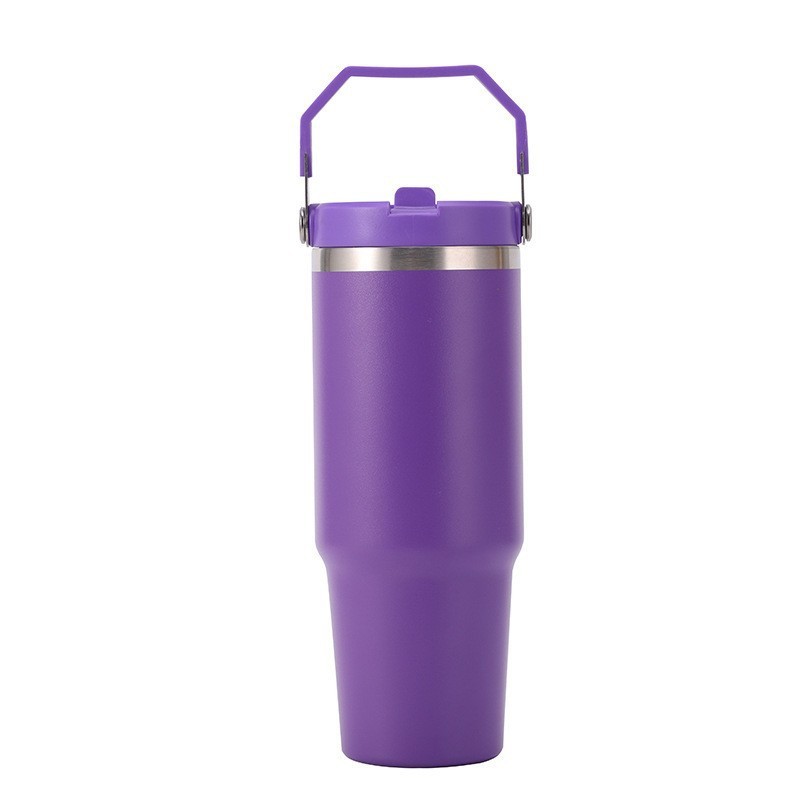 Custom Logo 20 30 Oz Travel Coffee Mug Stainless Steel 30oz Thermos Cup Flip Straw Tumbler With Handle