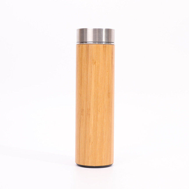 Eco Friendly Stainless Steel Triple Wall Vacuum Flask Insulated With Bamboo sleeve and Lid