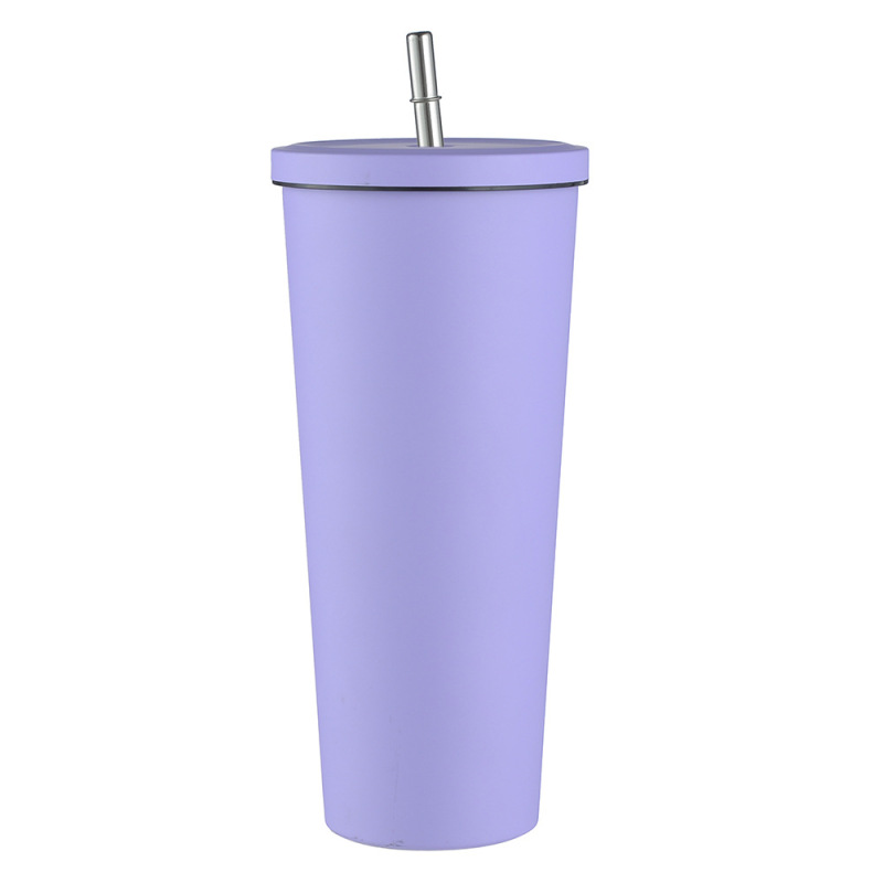 Promotional Fashion Orange Cup Set Drinkware 750ml Double Wall Thermos Flask Stainless Steel Cup Water Bottle Metal With Straw