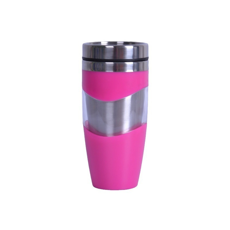 Custom 16OZ double insulated coffee cup with stainless steel inside and plastic outside coffee travel cup