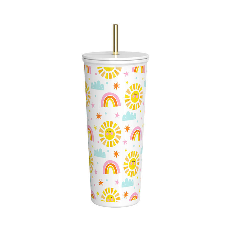 17OZ Double Wall Stainless Steel Insulated Tumbler Cup Vacuum Flask With SS Straw Coffee Mug
