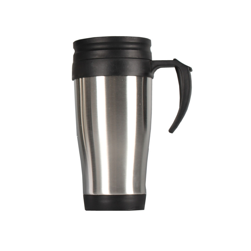16oz plastic inside stainless steel outside food grade travel mug with handle