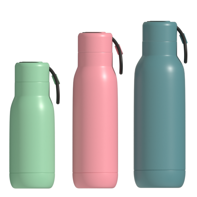 high quality large capacity insulate stainless steel sport watwer bottle double wall travel flask with handle lid
