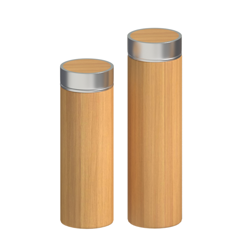 Double Wall Stainless Steel Vacuum Insulated Hot Thermos Bamboo Wooden Stainless Steel Custom Logo Bamboo Water Bottle
