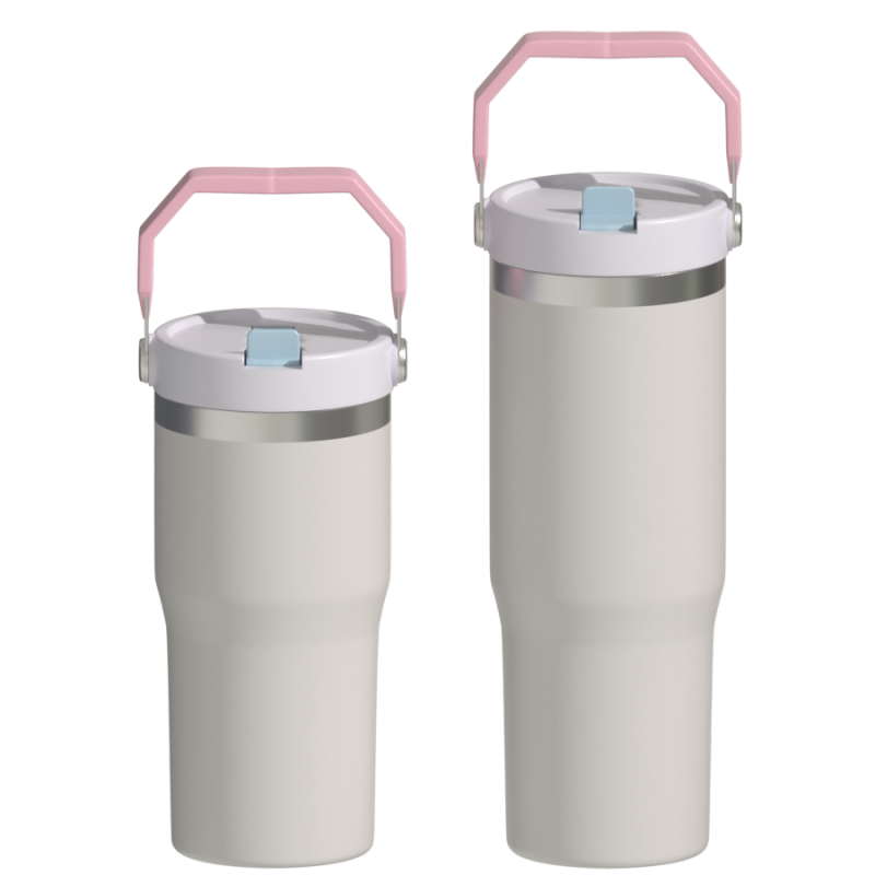 Custom 20/30oz  Powder Coated Tumbler Stainless Steel Double Wall Insulated Cups with Flip Straw