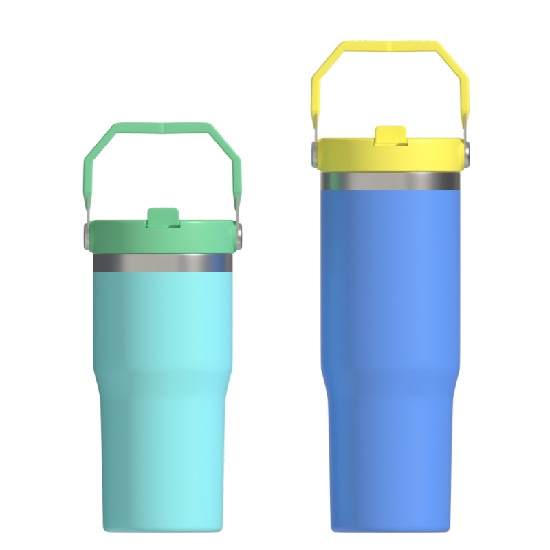 Wholesale 30OZ Double Wall Vacuum Insulated Stainless Steel Travel Tumbler Thermos Cup With Handle And Flip Straw