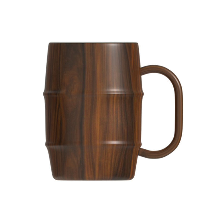 Multiple Size Double Wall Barrel Shaped Stainless Steel Insulated Cup Wide Mouth With Handle Beer Mug