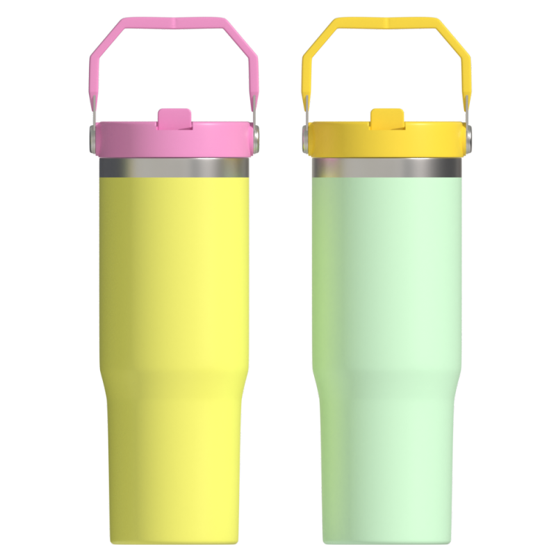 Custom Logo 20 30 Oz Travel Coffee Mug Stainless Steel 30oz Thermos Cup Flip Straw Tumbler With Handle