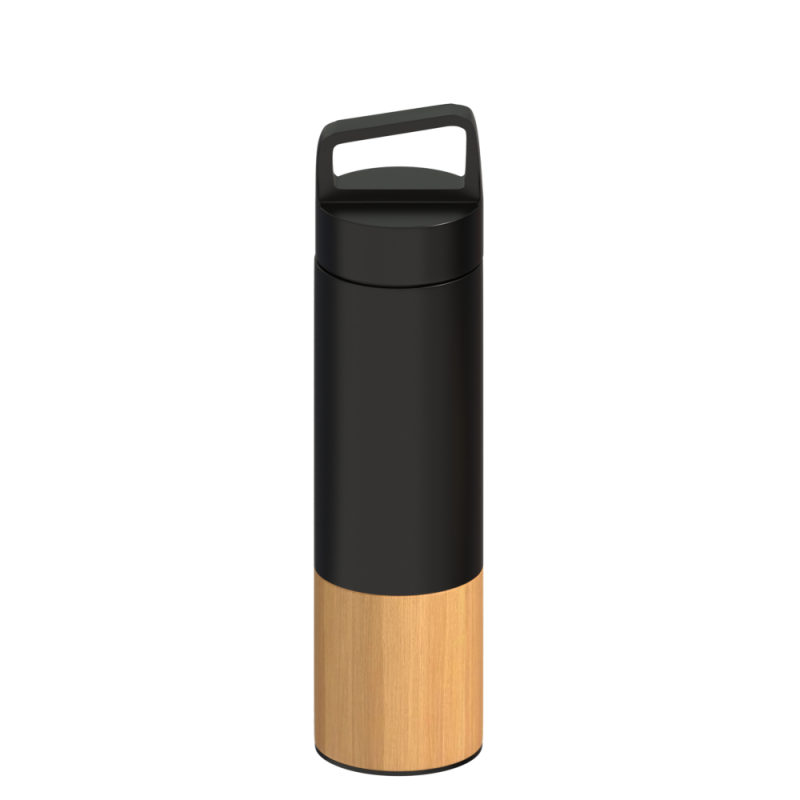 550ml Stainless Steel Insulated Water Bottle Double Wall Vacuum Bamboo Thermos Cup