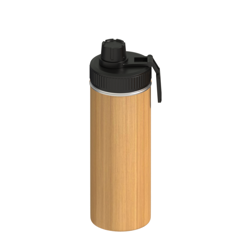 304 stainless steel bamboo shell cup Stainless Steel Triple Wall Vacuum Flask Insulated With Bamboo Sleeve