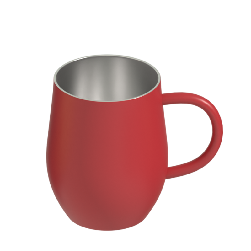 12oz double wall stainless steel ceramic coffee mug insulated egg shaped wine tumbler with handle