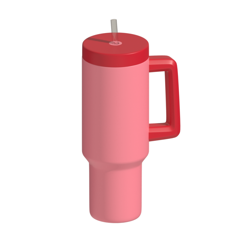 Стакан для кофе с двойными стенками на 40 унций, изолированный из нержавеющей стали, с ручкой-крышкой