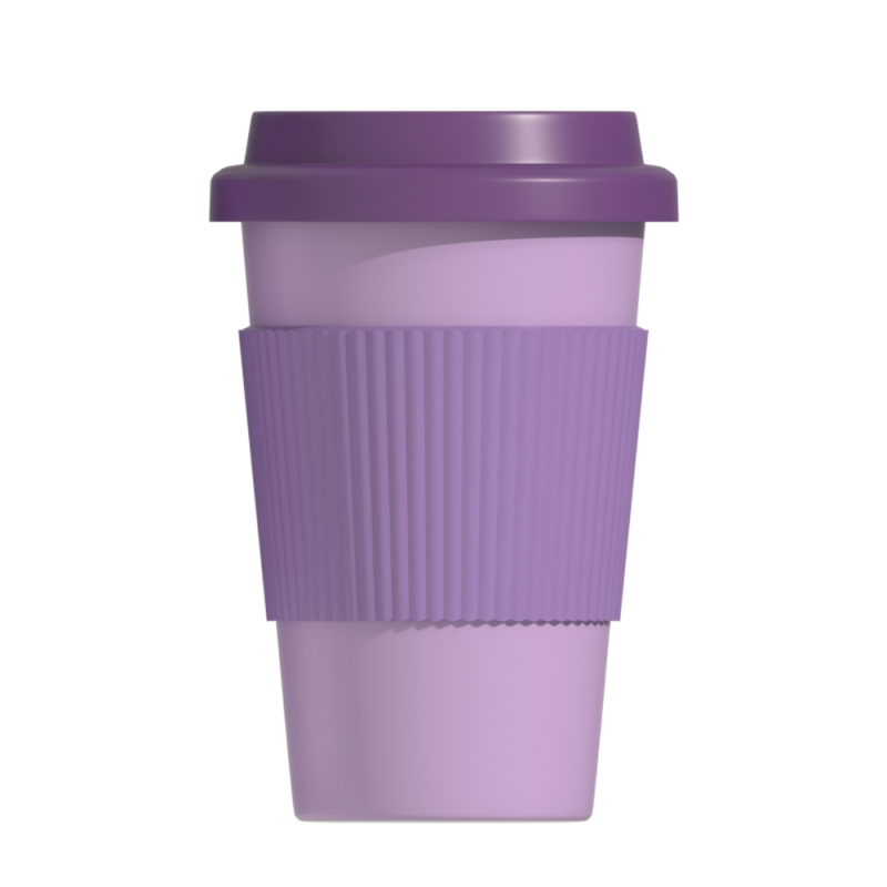 500 ml stainless steel cup with silicone grip and silicone lid