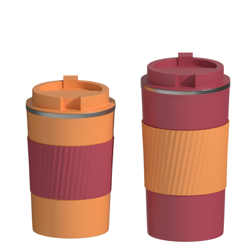 Eco Friendly Stainless Steel Thermos Double Wall Insulated Flask Vacuum Coffee Cup With Silicone Sleeve Office Travel Mug