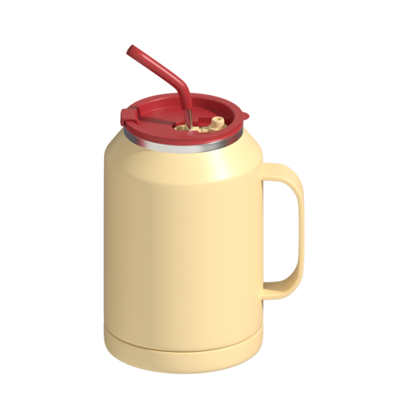 Дорожная чашка большой емкости, трехцветная с градиентом, двухслойная, изолированная из нержавеющей стали, с ручкой и соломинкой.