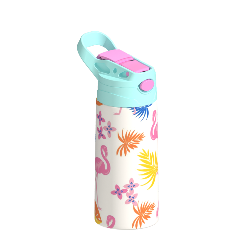 12oz Eco Friendly Stainless Steel Baby Toddler Tumbler Flip Lid Sublimation Straight Sippy Cups for Kids with Straw