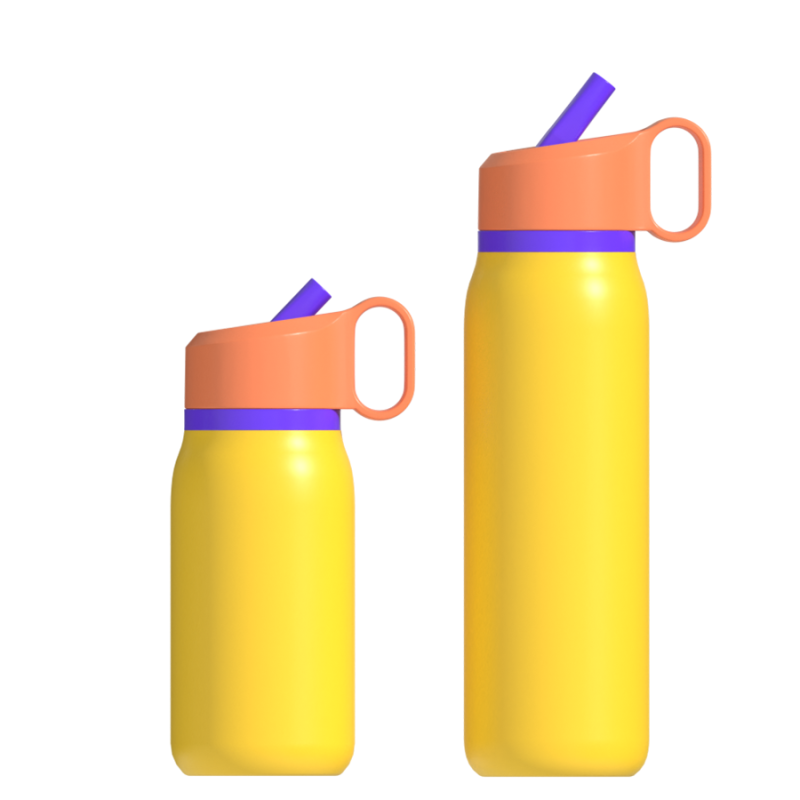 Hongtai Drinkware Stainless Steel Bottle with Tritan Straw Lid Food Grade SS 304 600ml Easy Grip Water Bottle