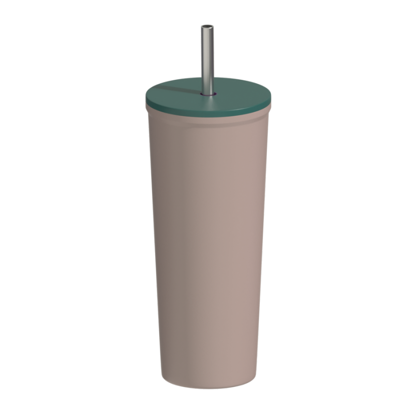 Wholesale BPA-free 24oz double wall plastic cups mesh Mosaic tumbler coffee cups with straws