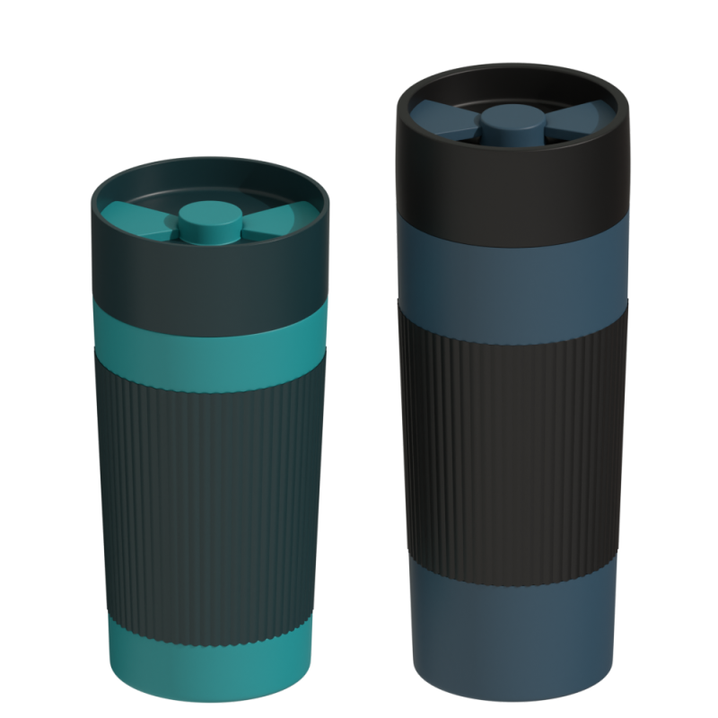 Hot selling custom logo&color 450 ml Vacuum insulated coffee mug thermos silicon sleeve car cup with 360 degree water outlet lid