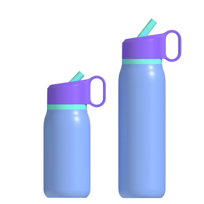 Hongtai Drinkware Stainless Steel Bottle with Tritan Straw Lid Food Grade SS 304 600ml Easy Grip Water Bottle