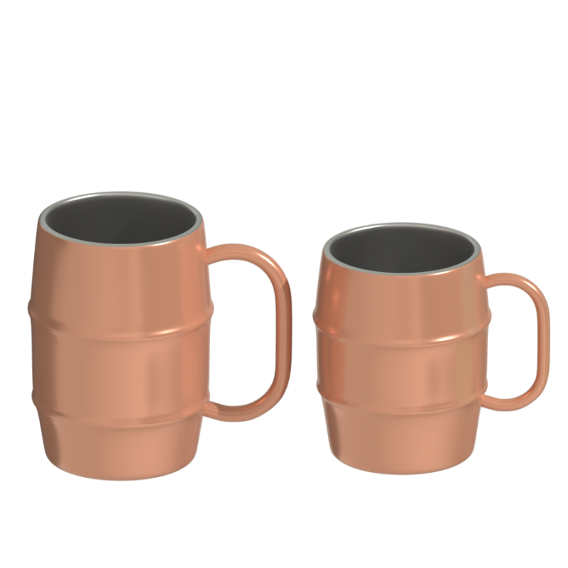 Multiple size double wall barrel shaped stainless steel beer cup with handle travel mug