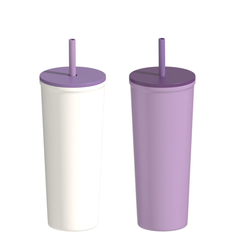Double Wall Capacity Studded Pinch Cup 22OZ Fashion Creative AS Straw Durian Plastic Cup
