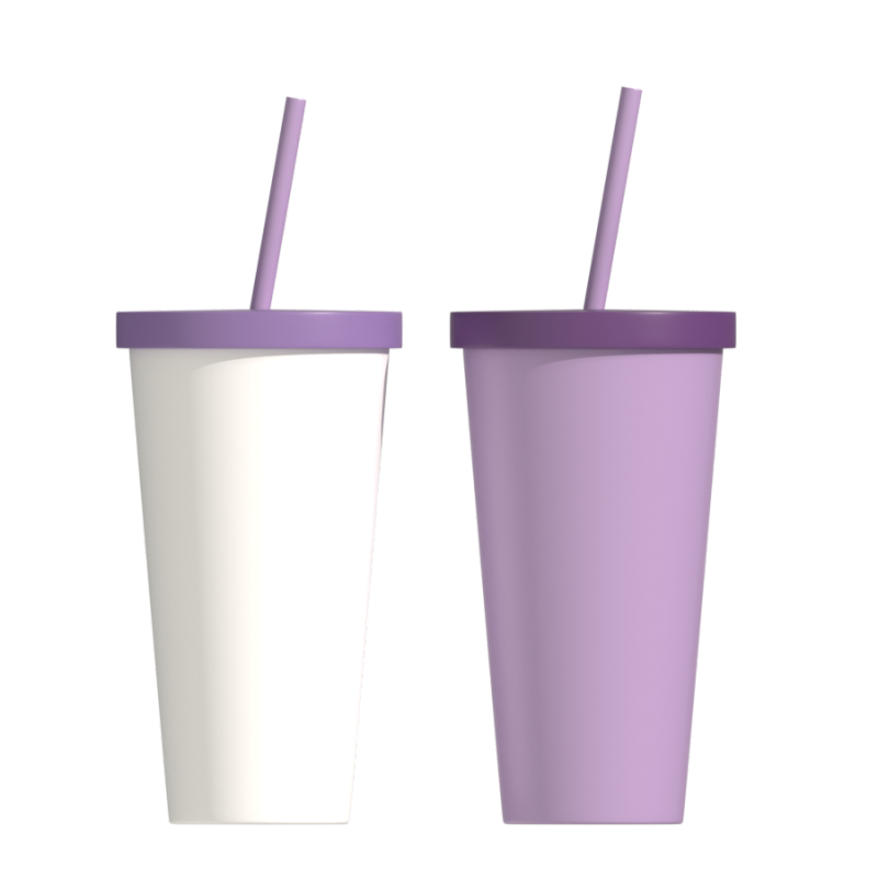 High Quality 500ml Coffee Cup Stainless Steel Keep Hot&Cold Glossy Tumbler Straw