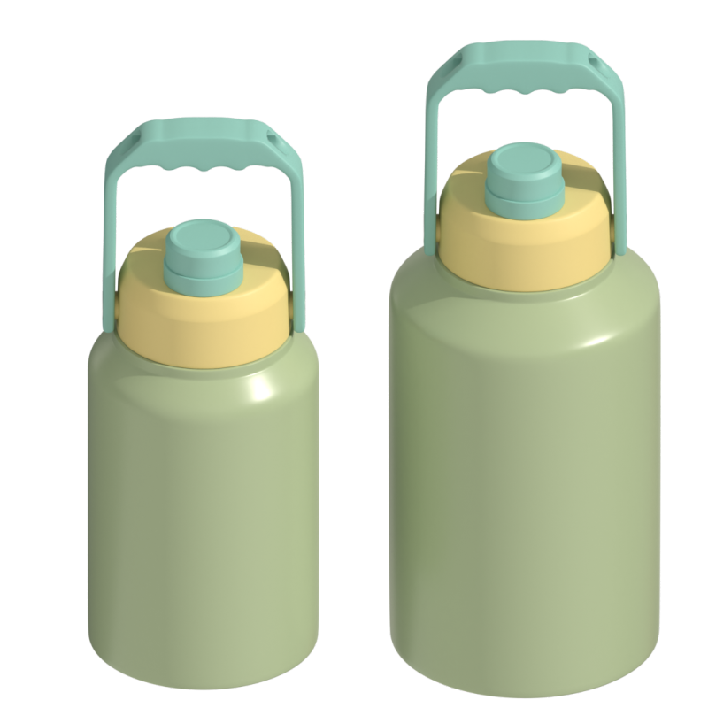 قارورة ترمس مزدوجة الجدار بشعار مخصص 64 أونصة 128 أونصة تحافظ على البرد 24 ساعة زجاجة مياه معزولة من الفولاذ المقاوم للصدأ مع غطاء مقبض