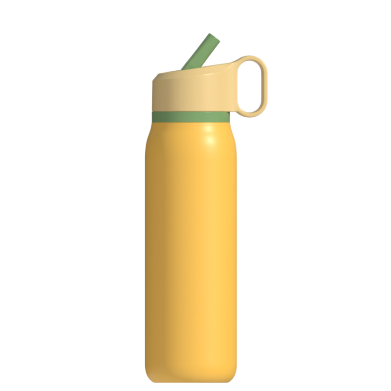 Hongtai Drinkware Stainless Steel Bottle with Tritan Straw Lid Food Grade SS 304 600ml Easy Grip Water Bottle