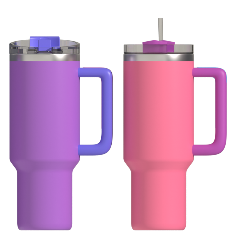 2023 40OZ Adventure Quencher Double Wall Stainless Steel Beer Tumbler With Handle And Straw Lid