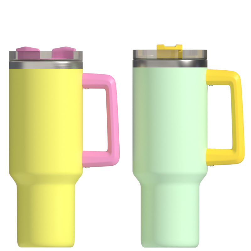 Double wall  40oz tumbler  insulated stainless steel coffee tumbler with a handle lid