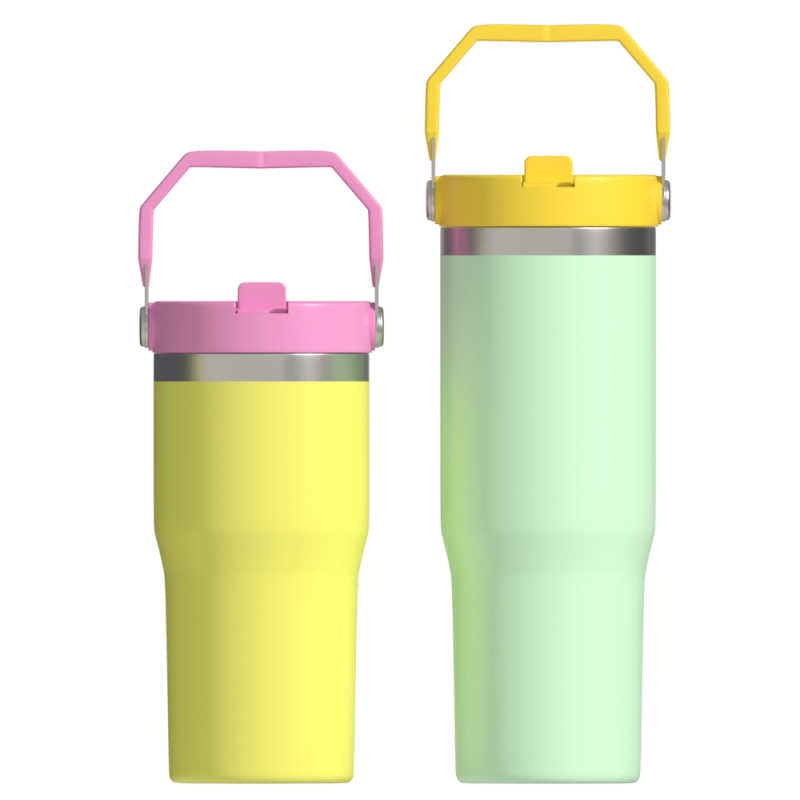 Wholesale 30OZ Double Wall Vacuum Insulated Stainless Steel Travel Tumbler Thermos Cup With Handle And Flip Straw