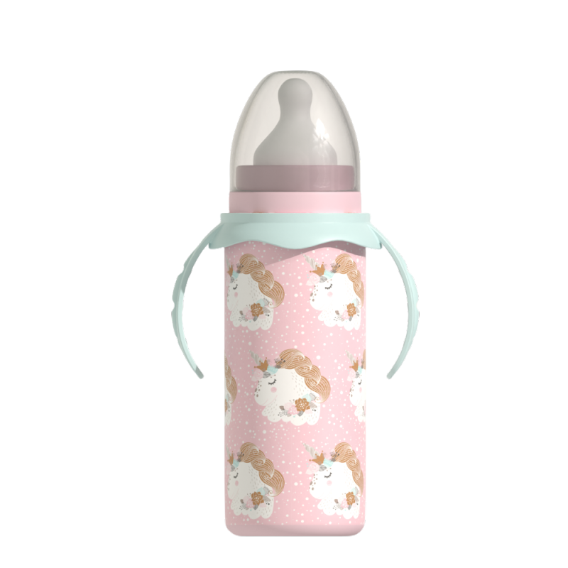 240ml BPA Free stainless steel double wall Baby Feeding Water Bottle Thermos With Nipple & Handle