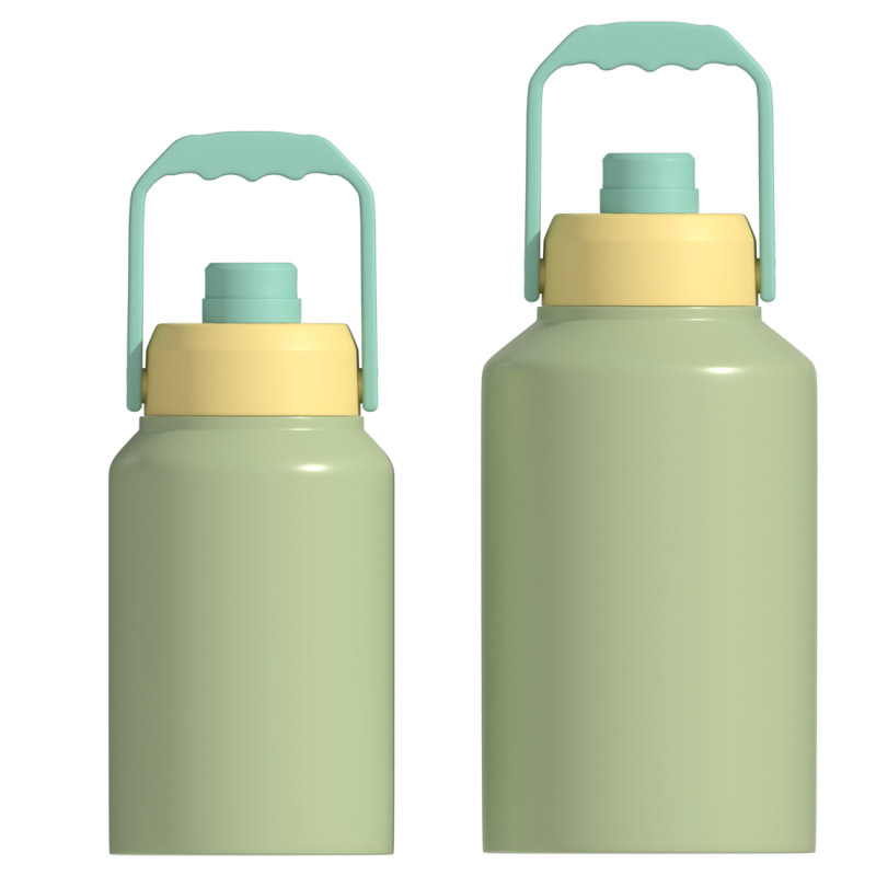 قارورة ترمس مزدوجة الجدار بشعار مخصص 64 أونصة 128 أونصة تحافظ على البرد 24 ساعة زجاجة مياه معزولة من الفولاذ المقاوم للصدأ مع غطاء مقبض