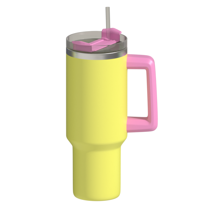 Стакан для кофе с двойными стенками на 40 унций, изолированный из нержавеющей стали, с ручкой-крышкой