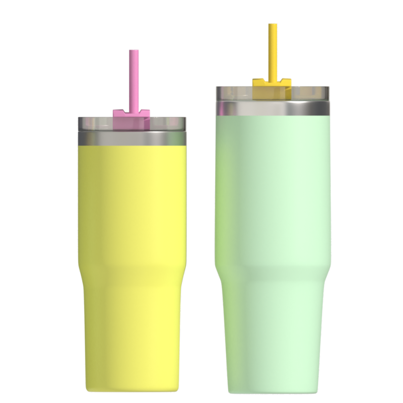 New 304 stainless steel thermos cup Double vacuum car cup with straw large capacity water cup