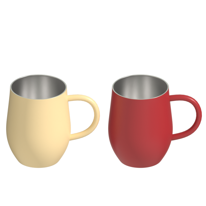 Top Seller 12 oz Metal Insulated Egg Shape Coffee Tumbler With Handle and Lid
