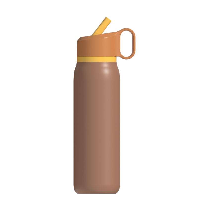Hongtai Drinkware Stainless Steel Bottle with Tritan Straw Lid Food Grade SS 304 600ml Easy Grip Water Bottle