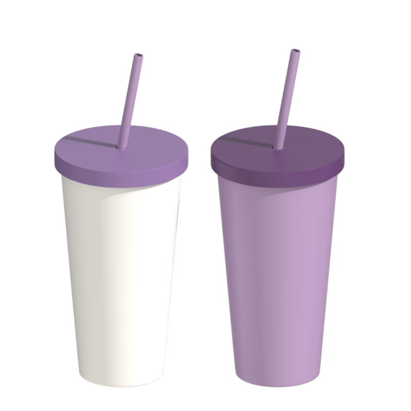 High Quality 500ml Coffee Cup Stainless Steel Keep Hot&Cold Glossy Tumbler Straw